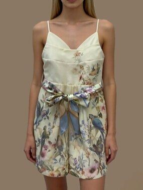 Zimmermann Floral Bird Print Mini Dress Belted